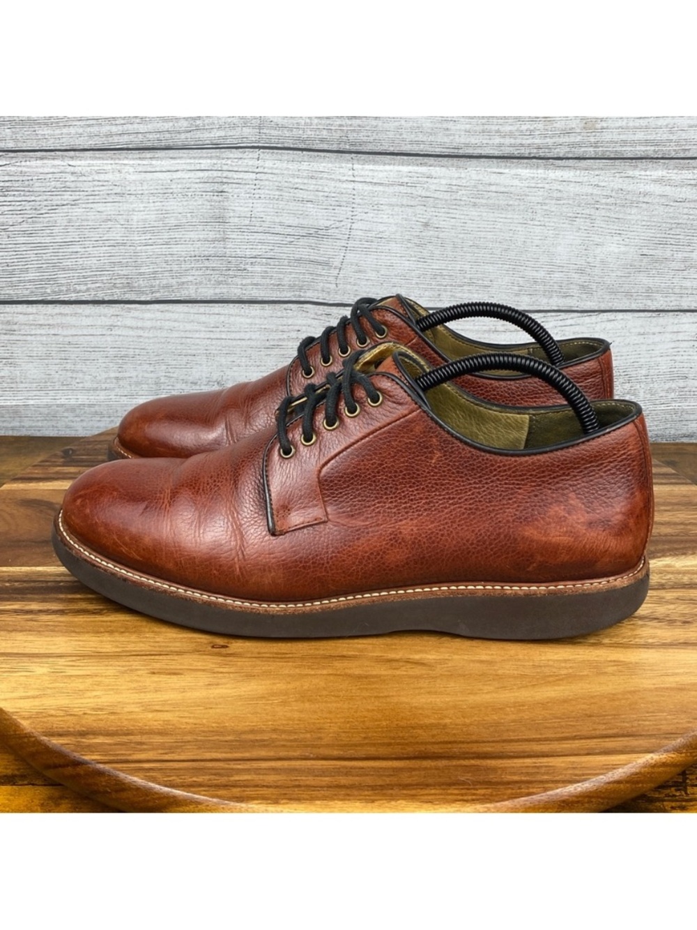 Samuel Hubbard Highlander Pebbled Leather Comfort Oxford Red Brown Mens Size 9.5